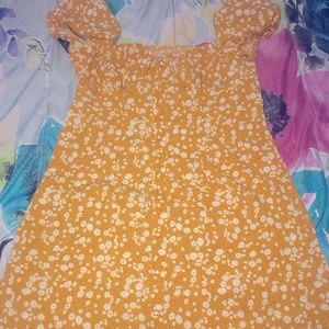 Juniors floral mustard/yellow dress